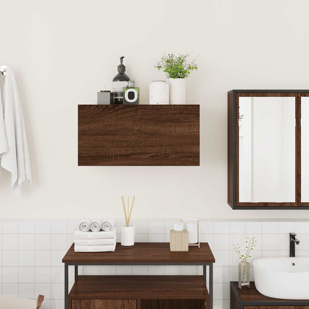 Bathroom Wall Cabinet Brown Oak 60x25x30 cm Engineered Wood