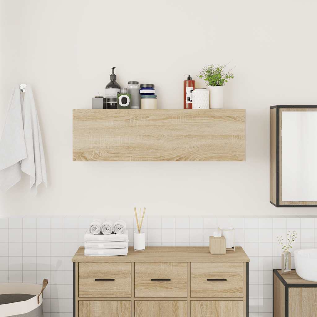 Bathroom Wall Cabinet Sonoma Oak 100x25x30 cm Engineered Wood