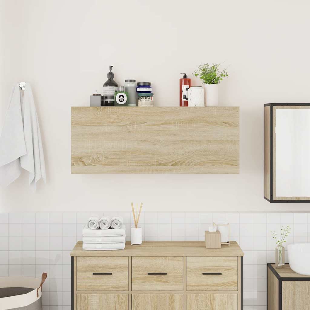 Bathroom Wall Cabinet Sonoma Oak 100x25x40 cm Engineered Wood