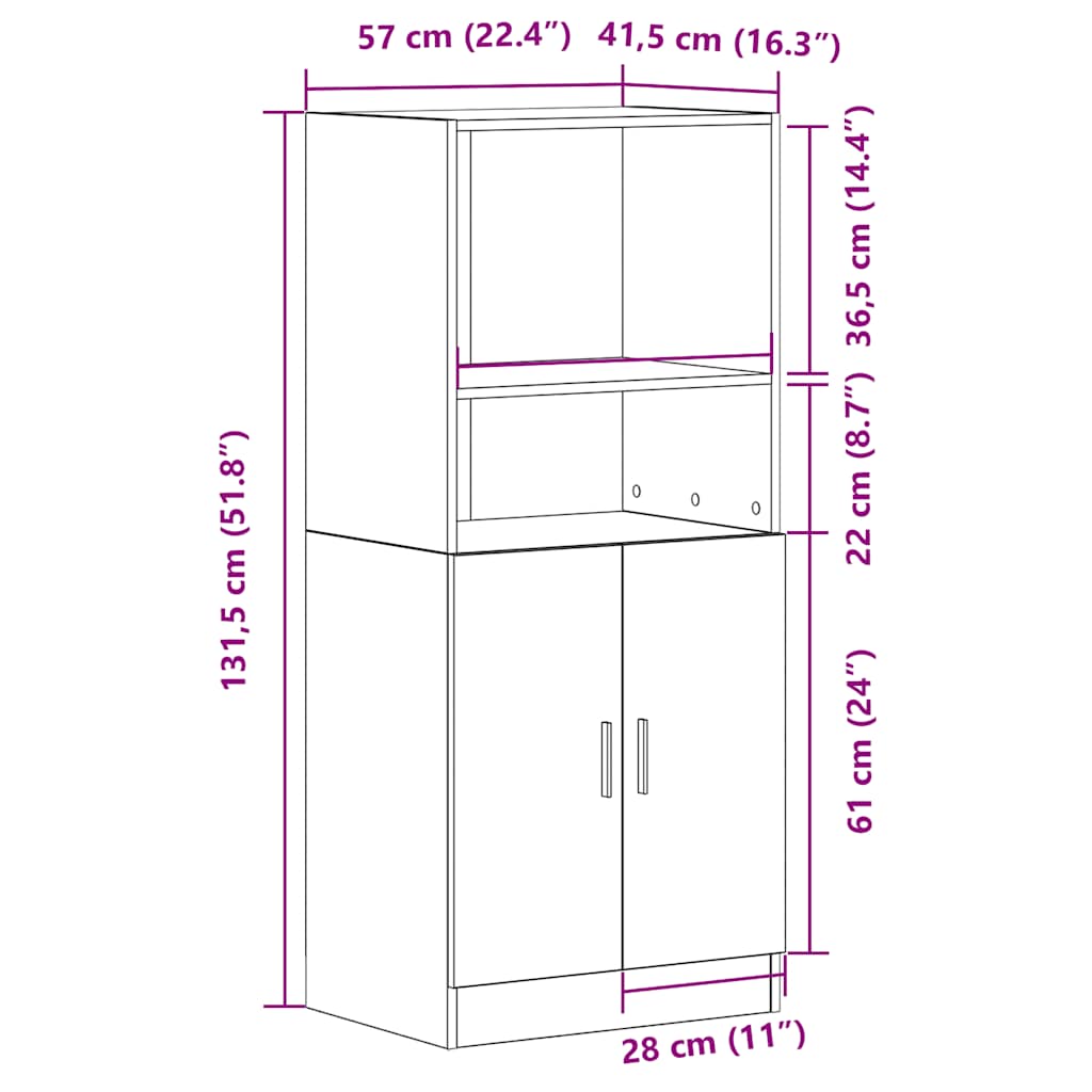 Kitchen Cabinet White 57x41.5x131.5 cm Engineered Wood