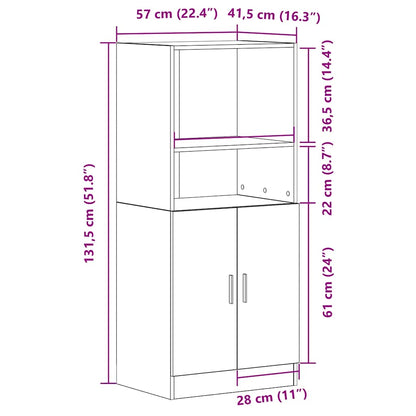 Kitchen Cabinet Brown Oak 57x41.5x131.5 cm Engineered Wood