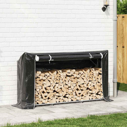 Firewood Rack with Rain Cover 200.5x41x110.5 cm Galvanised Steel