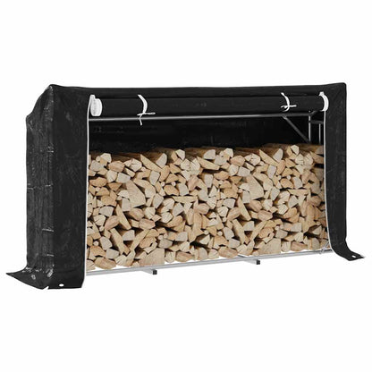 Firewood Rack with Rain Cover 200.5x41x110.5 cm Galvanised Steel