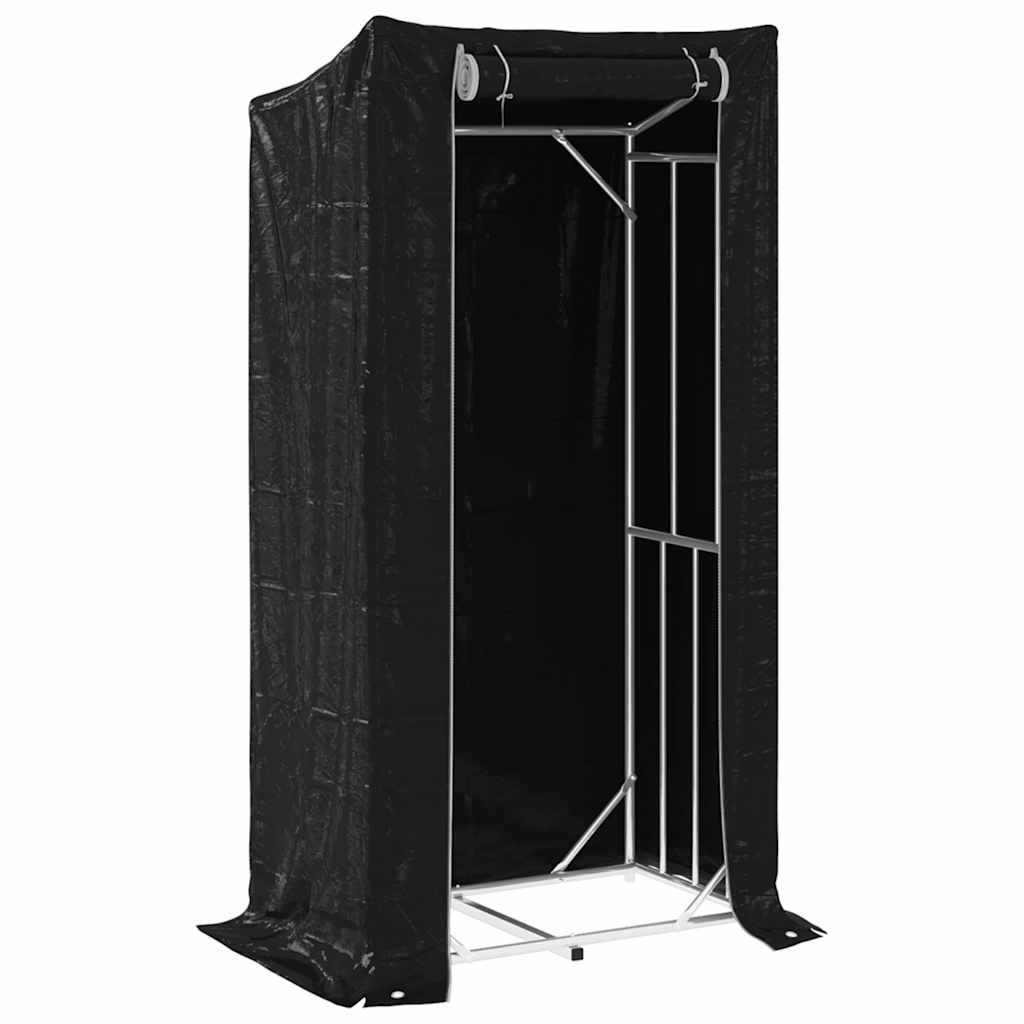 Firewood Rack with Rain Cover 100x60x200 cm Galvanised Steel