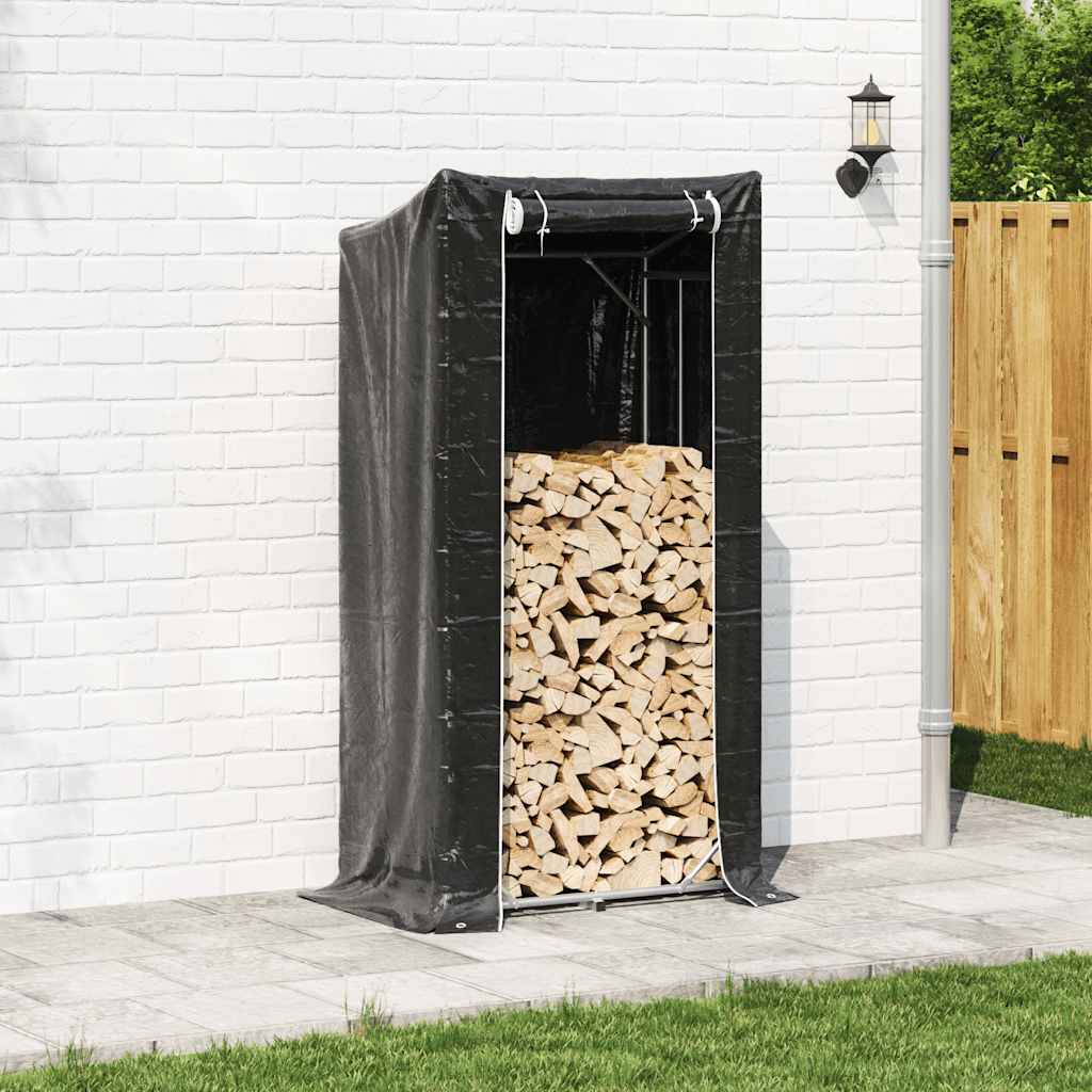 Firewood Rack with Rain Cover 100x60x200 cm Galvanised Steel