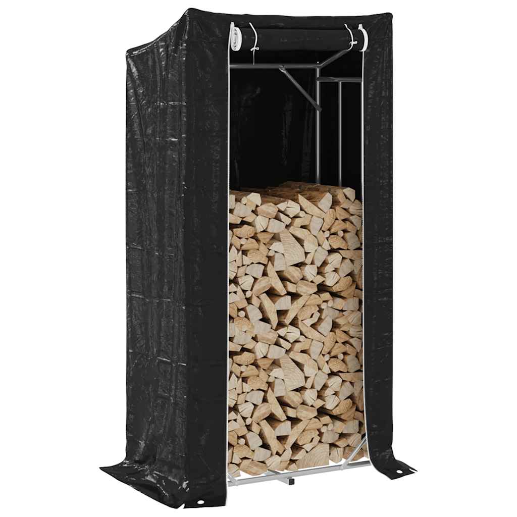 Firewood Rack with Rain Cover 100x60x200 cm Galvanised Steel