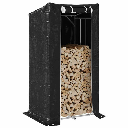 Firewood Rack with Rain Cover 150x80x200 cm Galvanised Steel