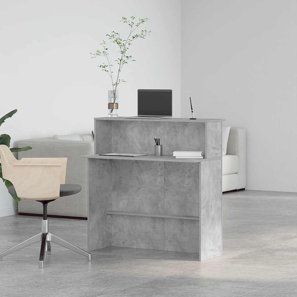 Reception Desk Concrete Grey 100x50x103.5 cm Engineered Wood