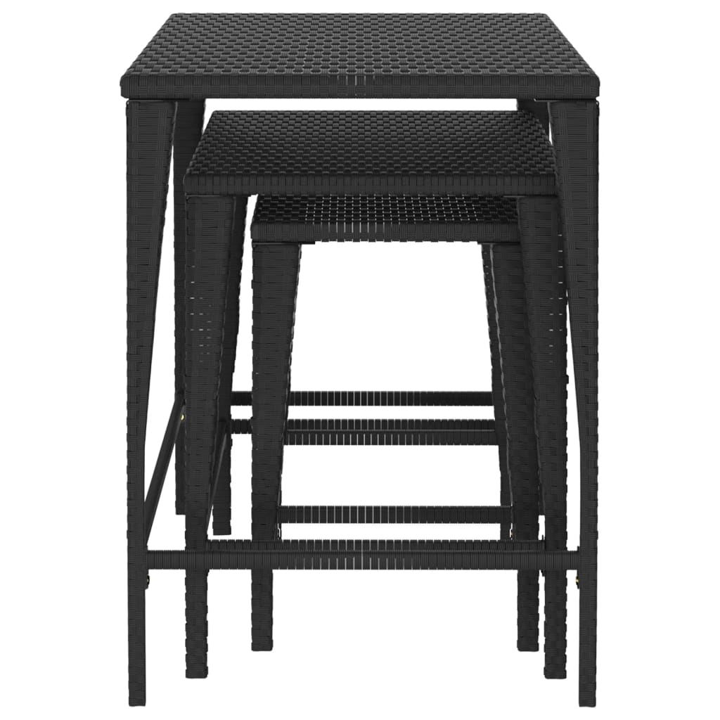 Garden Nesting Tables 3 pcs Black Poly Rattan