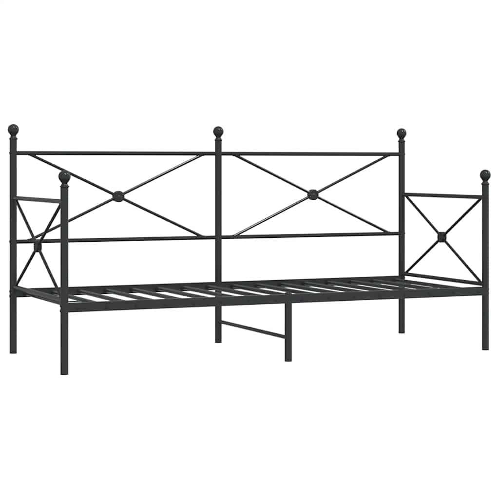 Day Bed without Mattress Black 90x190 cm Steel