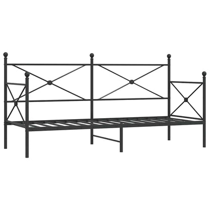 Day Bed without Mattress Black 90x190 cm Steel
