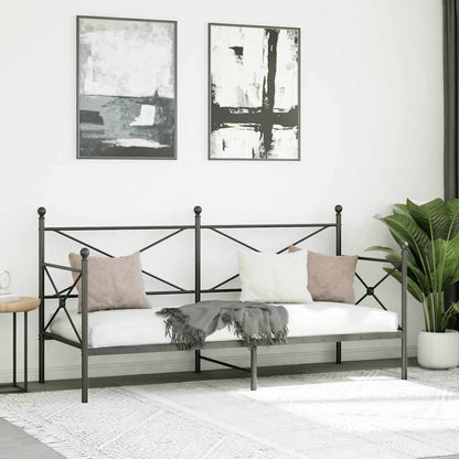 Day Bed without Mattress Black 90x190 cm Steel