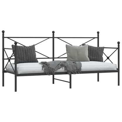 Day Bed without Mattress Black 90x190 cm Steel