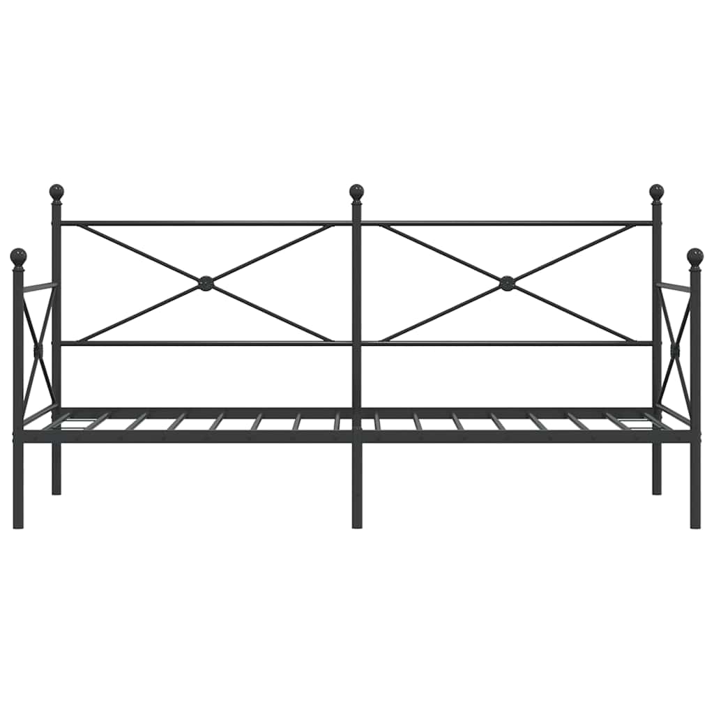 Day Bed without Mattress Black 90x190 cm Steel