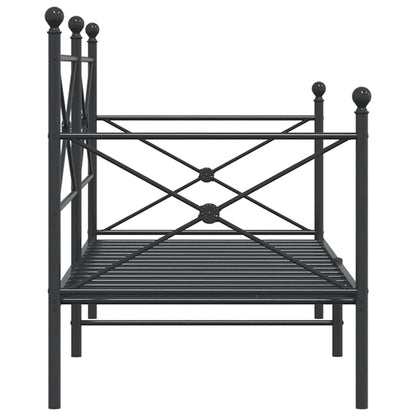 Day Bed without Mattress Black 90x190 cm Steel