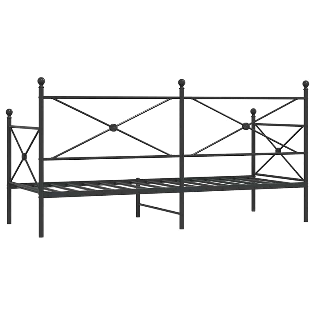 Day Bed without Mattress Black 90x190 cm Steel