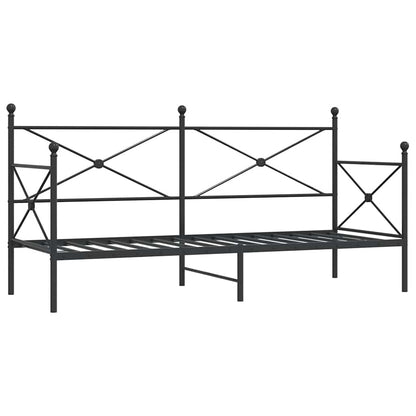 Day Bed without Mattress Black 90x200 cm Steel