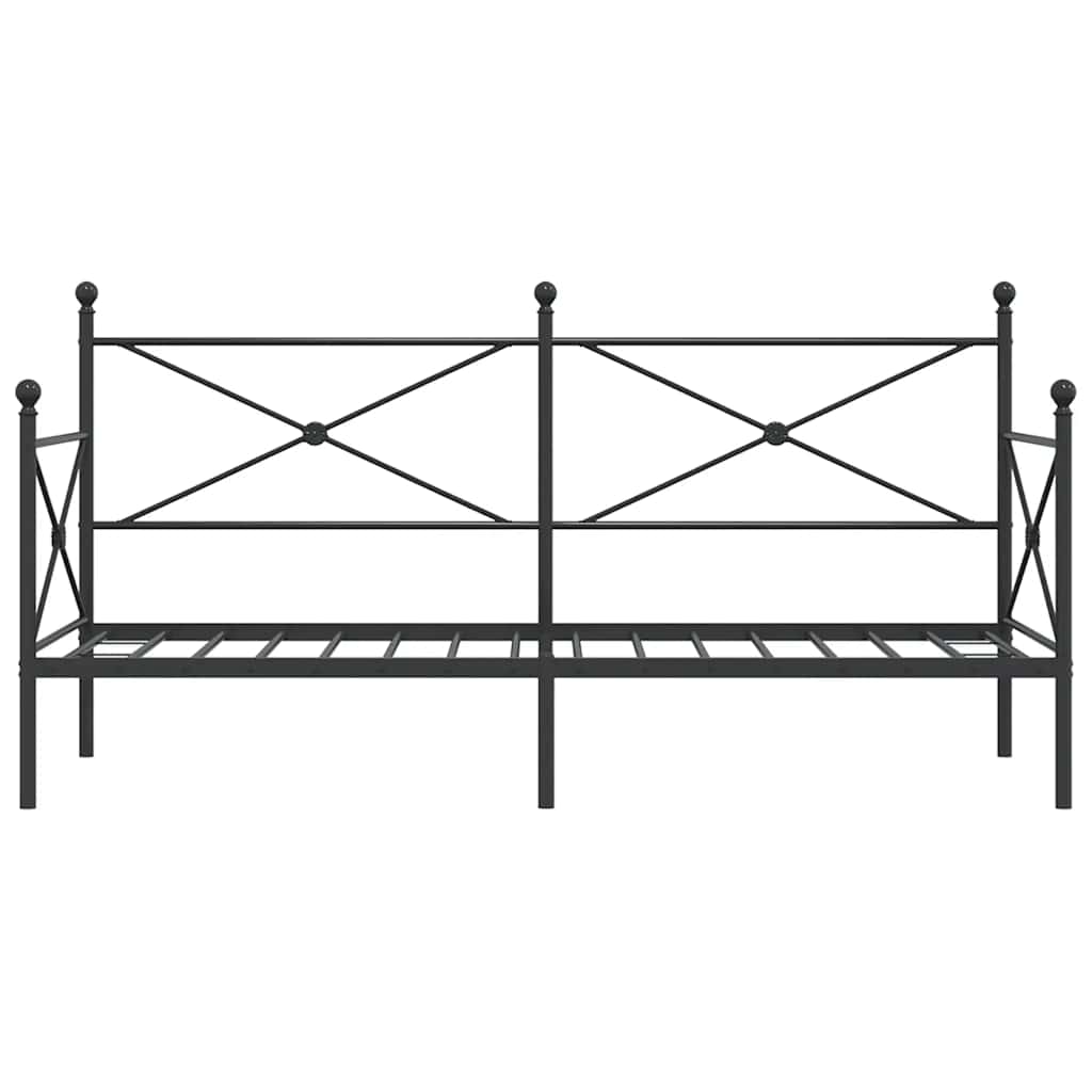 Day Bed without Mattress Black 90x200 cm Steel