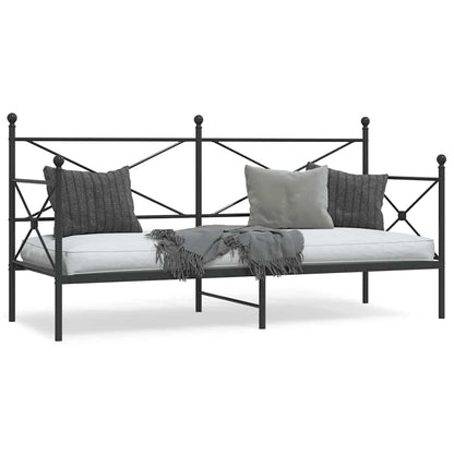 Day Bed without Mattress Black 90x200 cm Steel