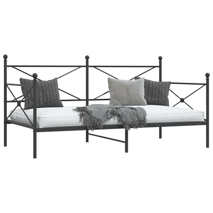 Day Bed without Mattress Black 107x203 cm Steel