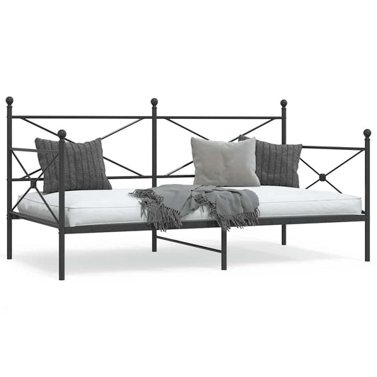 Day Bed without Mattress Black 107x203 cm Steel