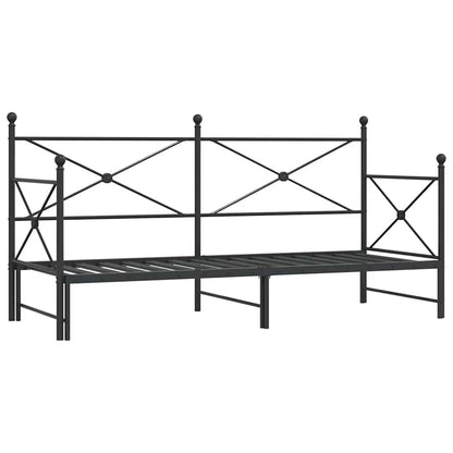 Daybed with Trundle without Mattress Black 80x200 cm Steel