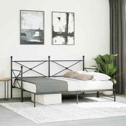 Daybed with Trundle without Mattress Black 80x200 cm Steel