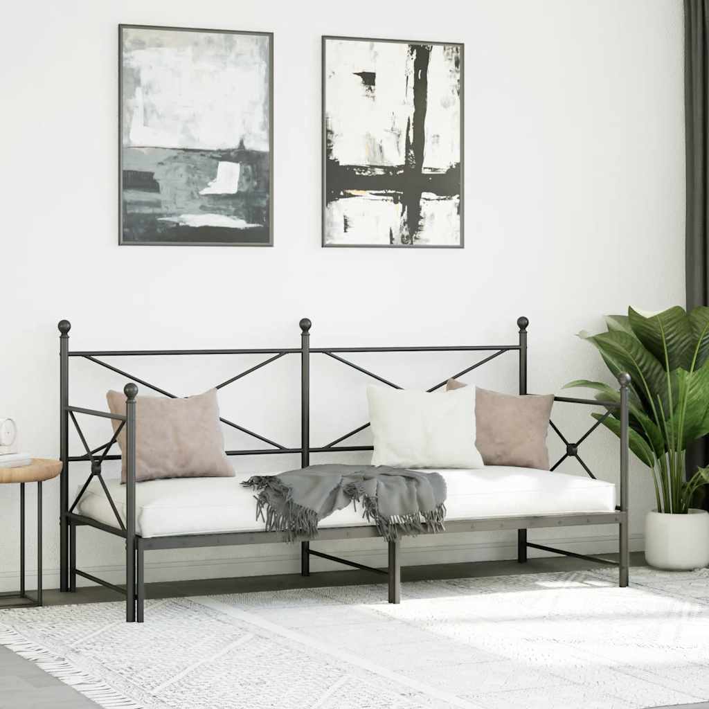 Daybed with Trundle without Mattress Black 80x200 cm Steel