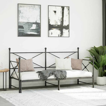 Daybed with Trundle without Mattress Black 80x200 cm Steel