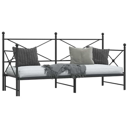 Daybed with Trundle without Mattress Black 80x200 cm Steel