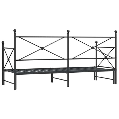 Daybed with Trundle without Mattress Black 80x200 cm Steel