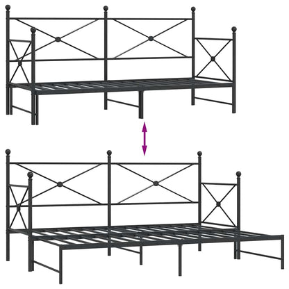 Daybed with Trundle without Mattress Black 80x200 cm Steel