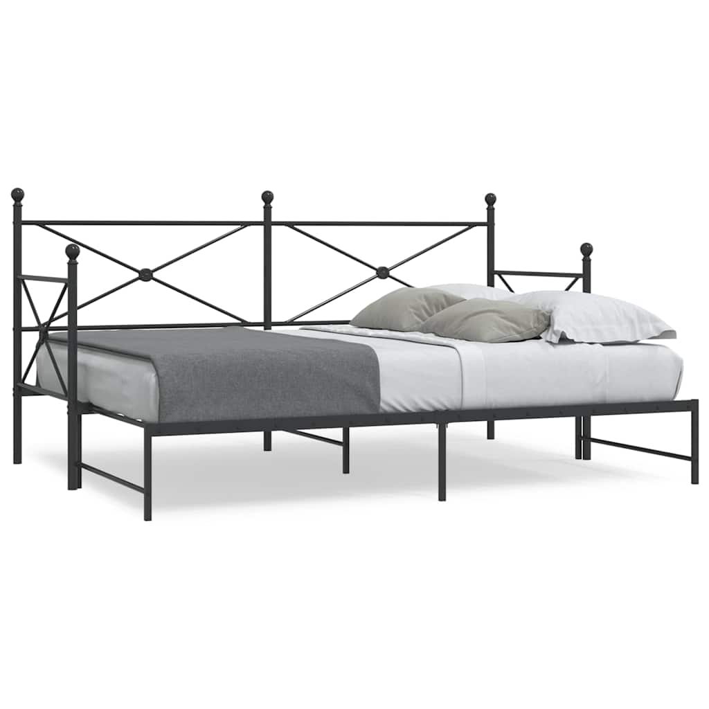 Daybed with Trundle without Mattress Black 80x200 cm Steel