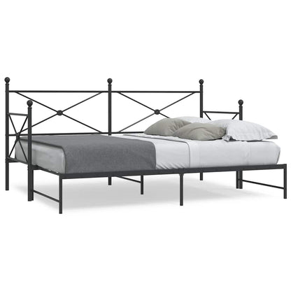 Daybed with Trundle without Mattress Black 80x200 cm Steel