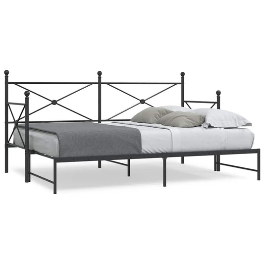 Daybed with Trundle without Mattress Black 80x200 cm Steel
