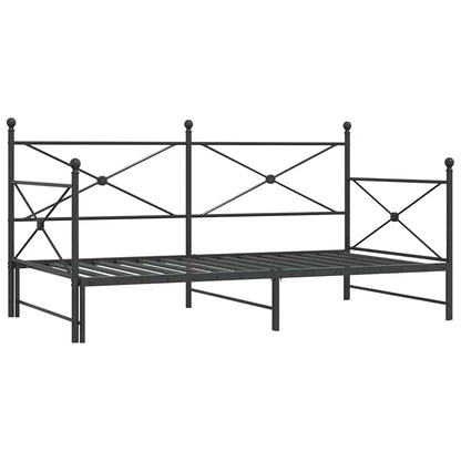 Daybed with Trundle without Mattress Black 100x200 cm Steel