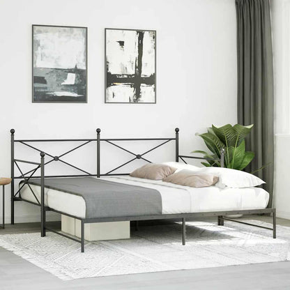 Daybed with Trundle without Mattress Black 100x200 cm Steel