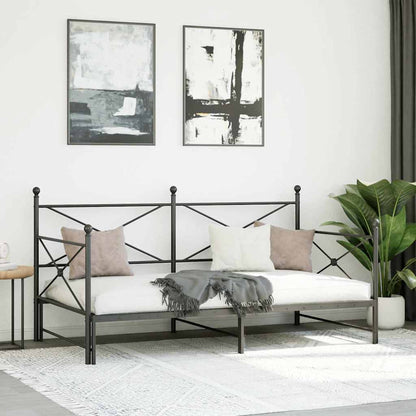 Daybed with Trundle without Mattress Black 100x200 cm Steel
