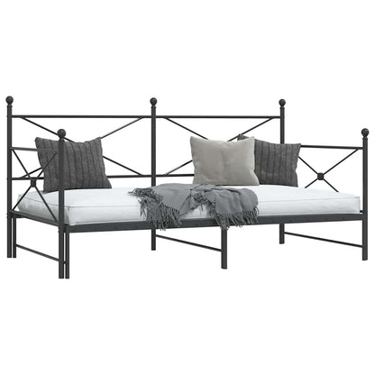 Daybed with Trundle without Mattress Black 100x200 cm Steel