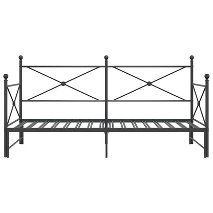 Daybed with Trundle without Mattress Black 100x200 cm Steel
