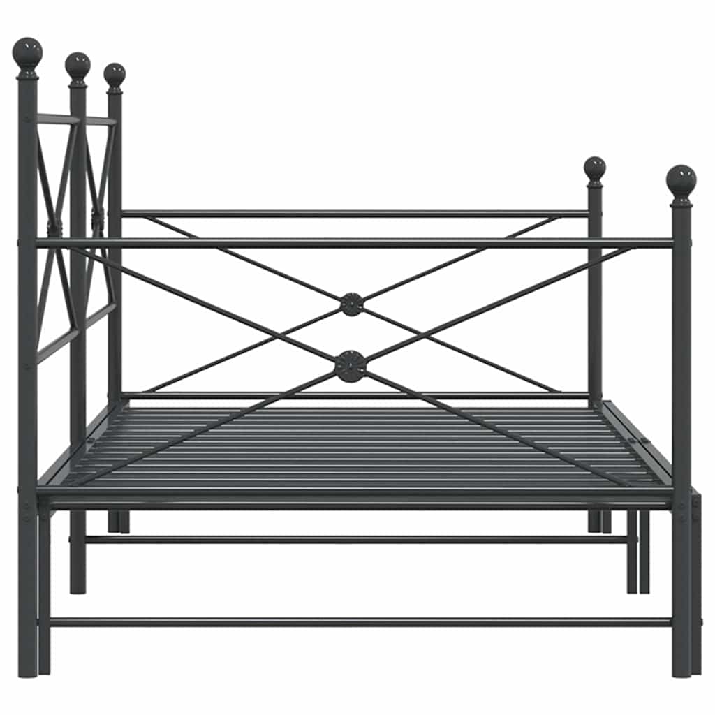 Daybed with Trundle without Mattress Black 100x200 cm Steel