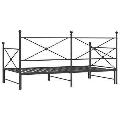 Daybed with Trundle without Mattress Black 100x200 cm Steel