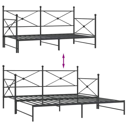 Daybed with Trundle without Mattress Black 100x200 cm Steel