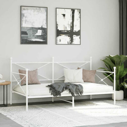 Day Bed without Mattress White 107x203 cm Steel