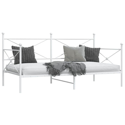 Day Bed without Mattress White 107x203 cm Steel