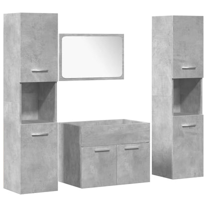 4 Piece Bathroom Furniture Set Concrete Grey Engineered Wood