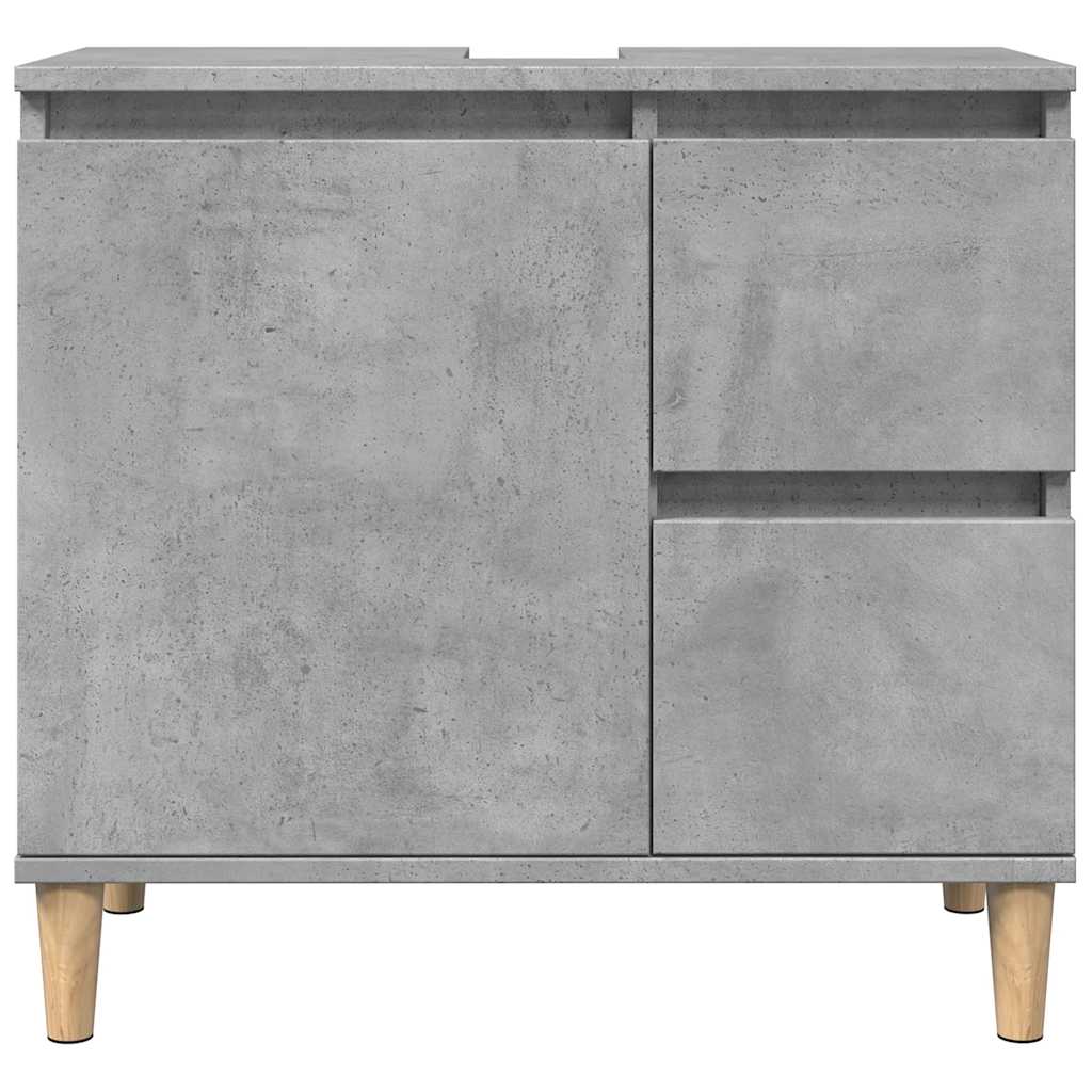 3 Piece Bathroom Furniture Set Concrete Grey Engineered Wood