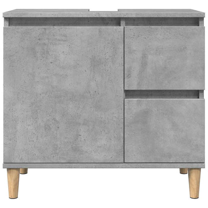 3 Piece Bathroom Furniture Set Concrete Grey Engineered Wood