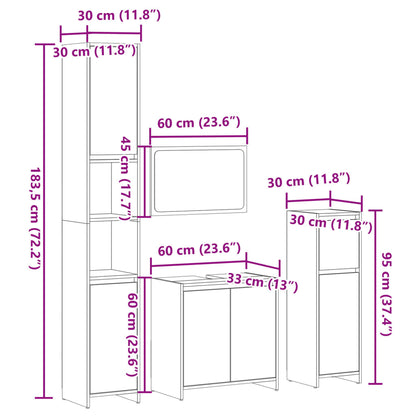 4 Piece Bathroom Furniture Set Sonoma Oak Engineered Wood