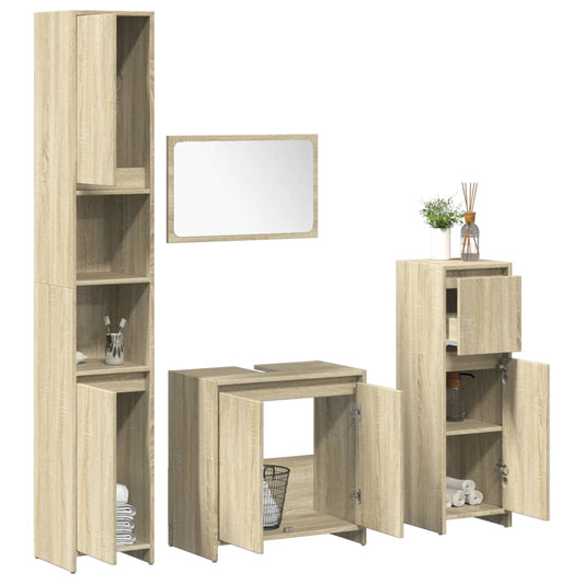 4 Piece Bathroom Furniture Set Sonoma Oak Engineered Wood